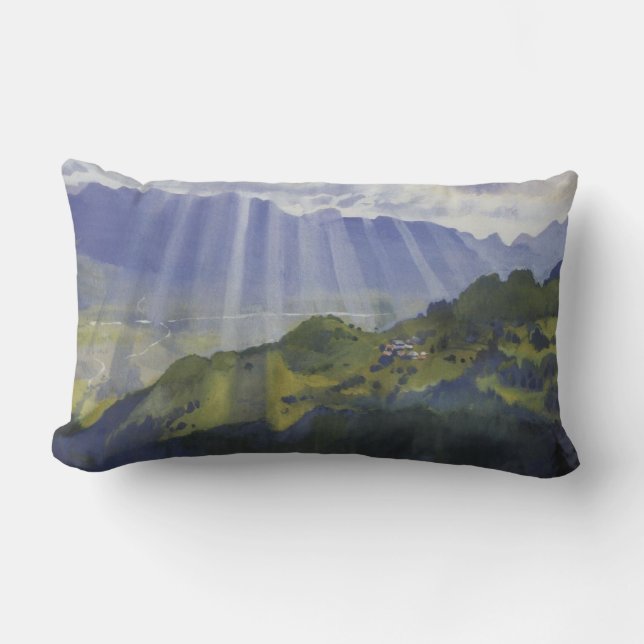 Mountain Landscape in Switzerland (Serebriakova) Lumbar Cushion (Front)