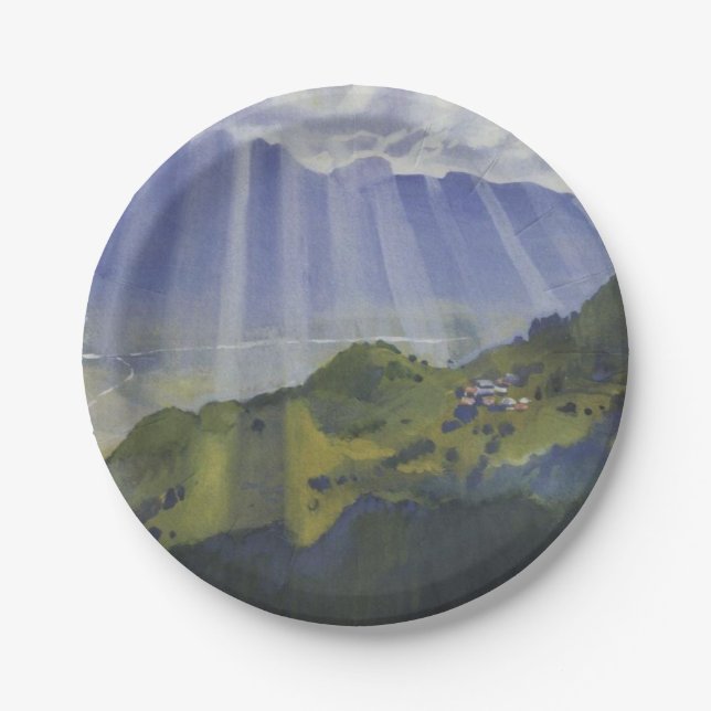Mountain Landscape in Switzerland (Serebriakova) Paper Plate (Front)