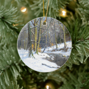 Mountain Landscape in Winter,  Ceramic Tree Decoration
