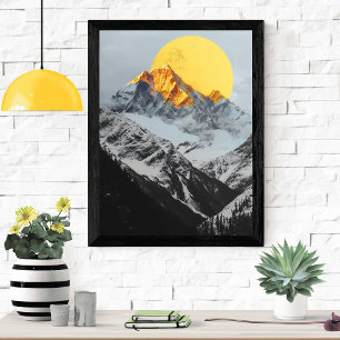 Mountain Landscape Minimalist Sunrise Poster