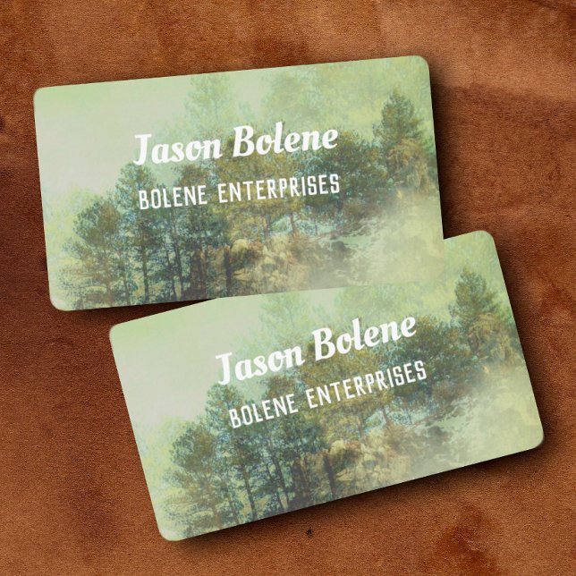 mountain landscape nature photo art pine trees fog business card (Creator Uploaded)