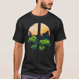 Mountain Landscape Peace Sign Hiking Hiker Climber T-Shirt