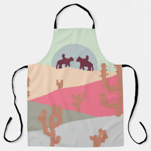 Mountain landscape peaks on sunset on panoramic vi apron