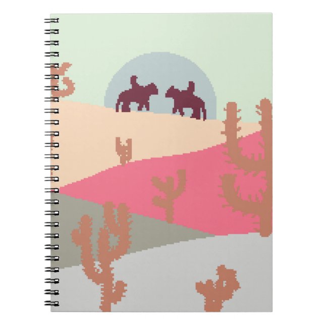 Mountain landscape peaks on sunset on panoramic vi notebook (Front)