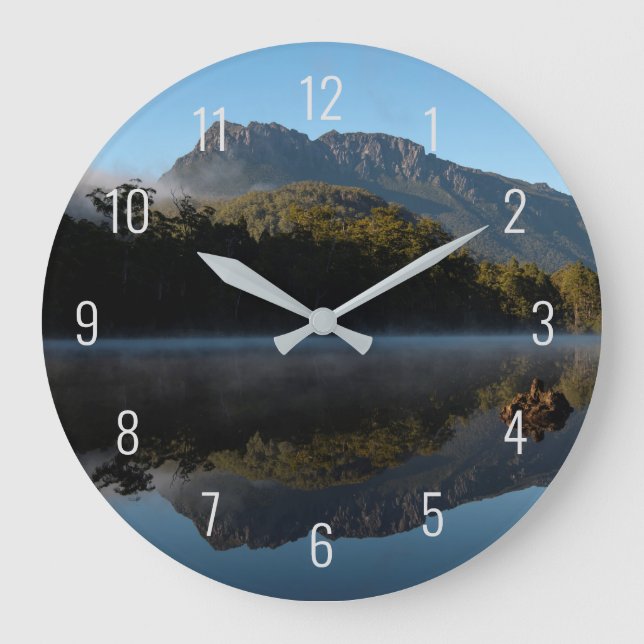 Mountain Landscape Reflections Lake Water Large Clock (Front)