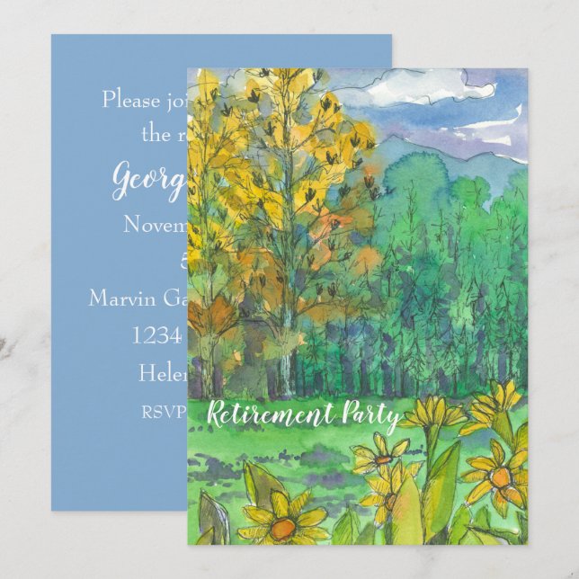 Mountain Landscape Retirement Party Invitation (Front/Back)