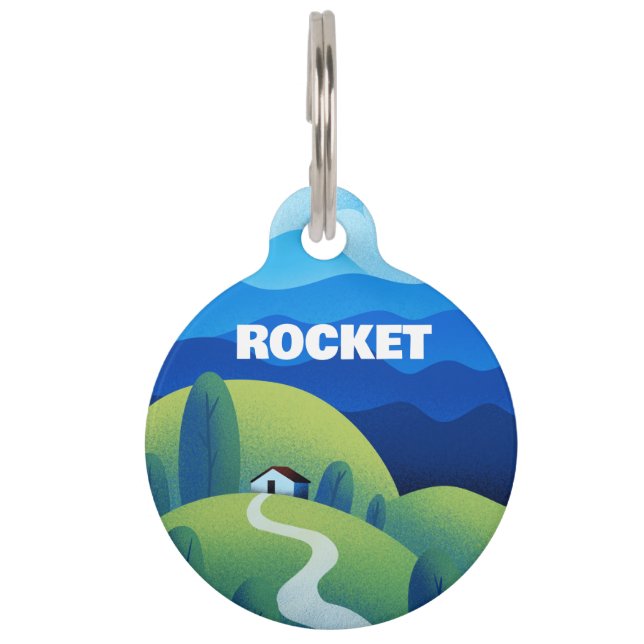 Mountain Landscape Round Pet Tag (Front)