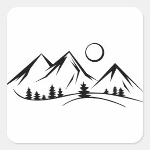 Mountain landscape square sticker