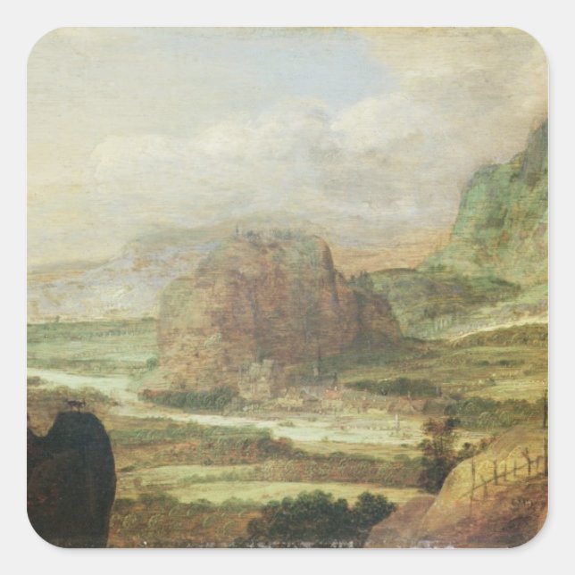 Mountain Landscape Square Sticker (Front)