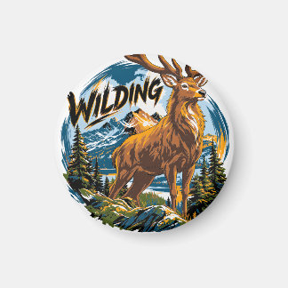 Mountain Landscape Stag Magnet