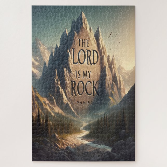 Mountain Landscape THE LORD IS MY ROCK PSALM 18:2 Jigsaw Puzzle (Vertical)
