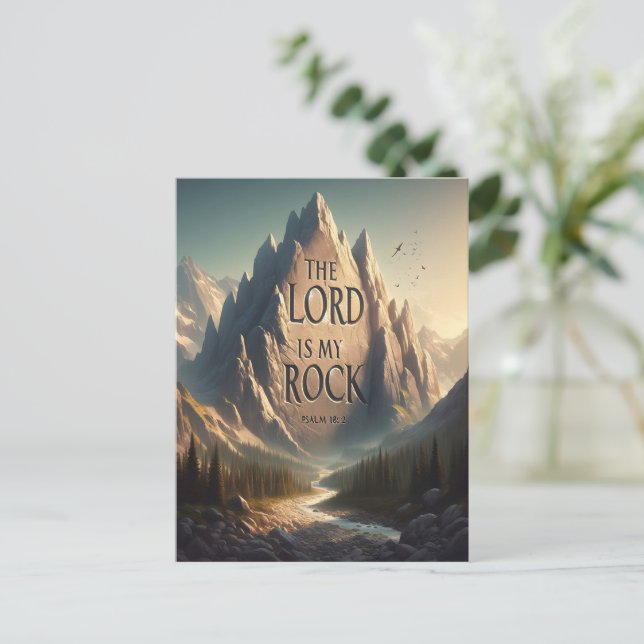 Mountain Landscape THE LORD IS MY ROCK PSALM 18:2 Postcard (Standing Front)