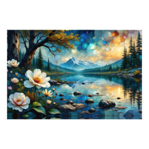 Mountain Landscape Water Reflection Photo Print