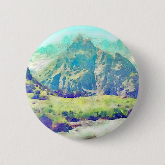 Mountain Landscape Watercolor 6 Cm Round Badge