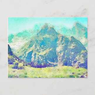 Mountain Landscape Watercolor Postcard