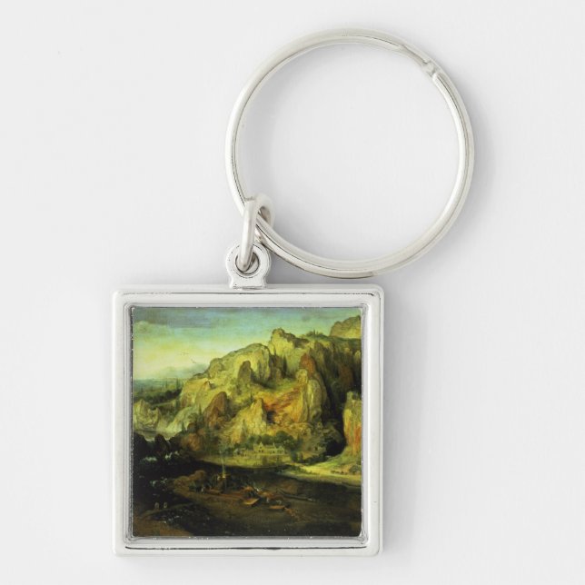 Mountain Landscape with a surprise attack, c.1585 Key Ring (Front)