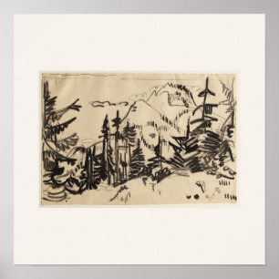 Mountain Landscape with Fir Trees - Kirchner Art Poster