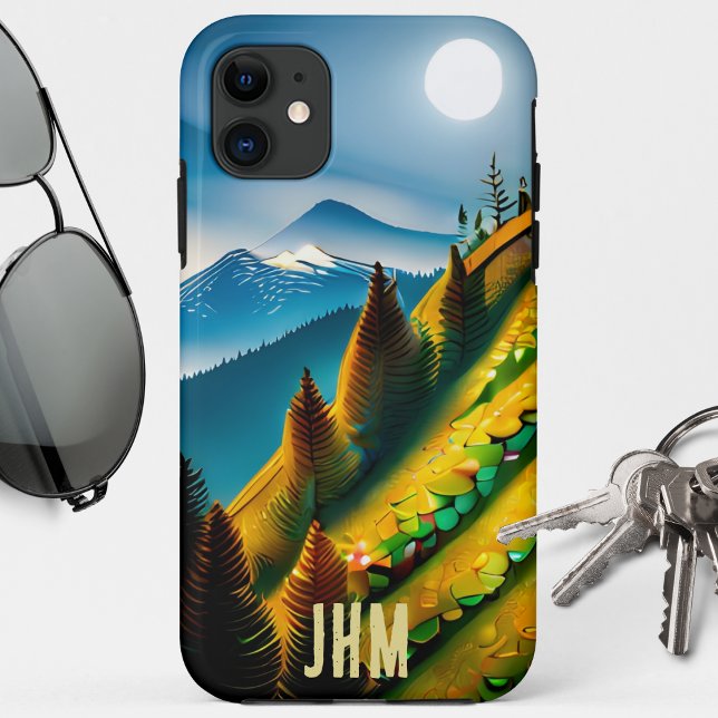 Mountain Landscape with Full Moon  Case-Mate iPhone Case (Creator Uploaded)