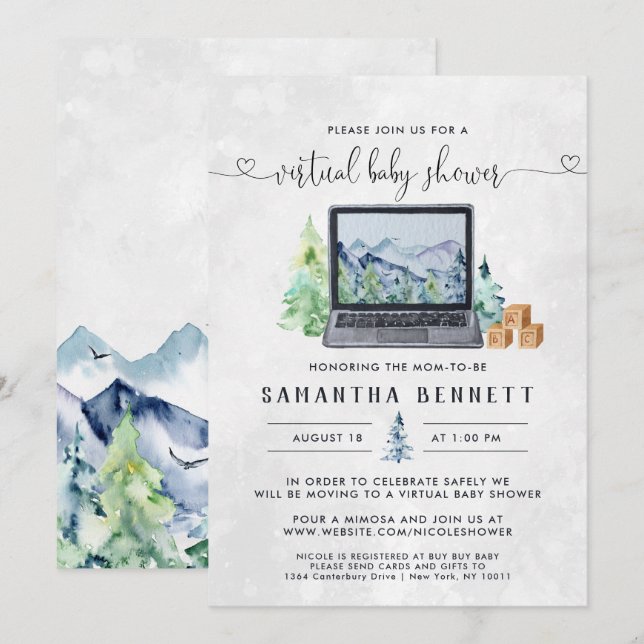 Mountain Laptop | Virtual Baby Shower Invitation (Front/Back)