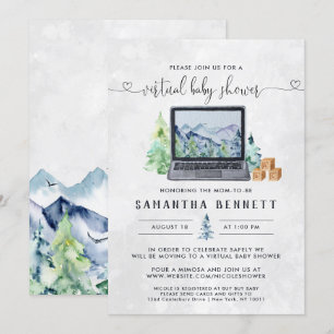 Mountain Laptop   Virtual Baby Shower Invitation