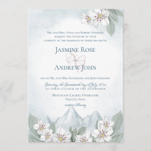 Mountain Laurel Wedding Watercolor Invitation