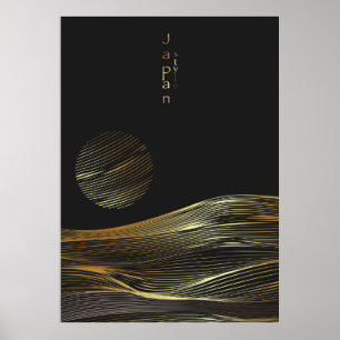 Mountain layout design in oriental style poster