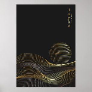 Mountain layout design in oriental style poster
