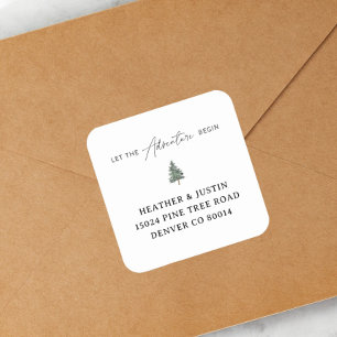 Mountain Let The Adventure Begin Return Address  Square Sticker