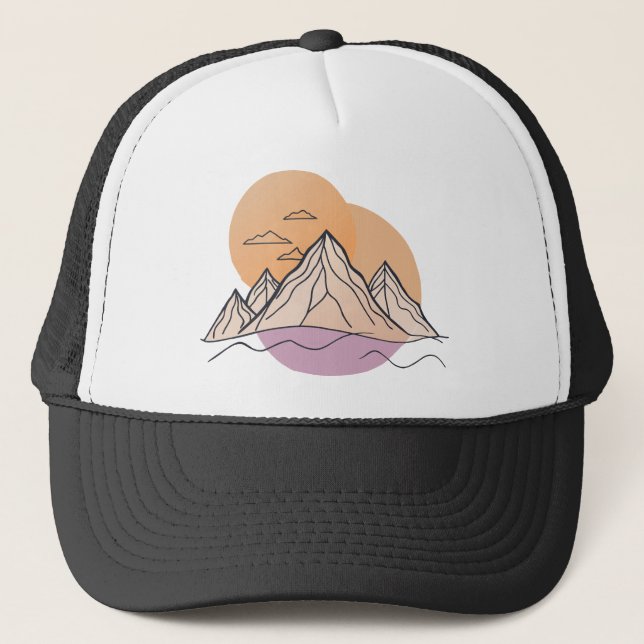 Mountain Line Art  Trucker Hat (Front)