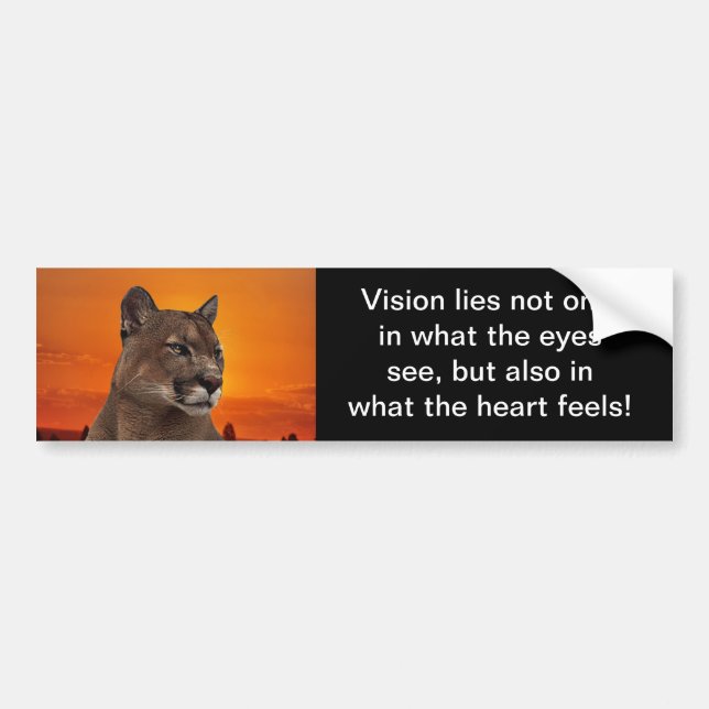 Mountain lion at sunset bumper sticker (Front)