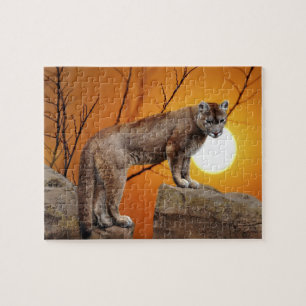 Mountain lion at sunset jigsaw puzzle