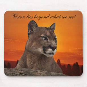 Mountain lion at sunset mouse mat