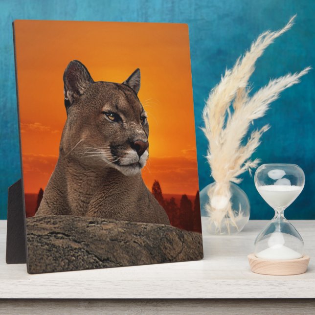 Mountain lion at sunset plaque (Side)