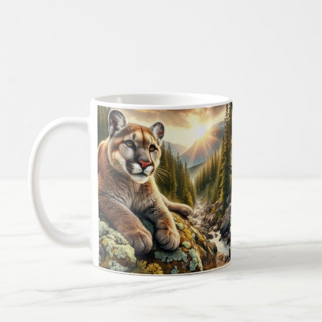 Mountain Lion Big Cat Coffee Mug (Left)