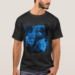 Mountain Lion Brown Bear Wolf Howling Wild Animal T-Shirt
