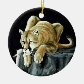 Mountain Lion Ceramic Tree Decoration
