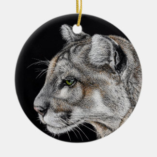 Mountain Lion Ceramic Tree Decoration