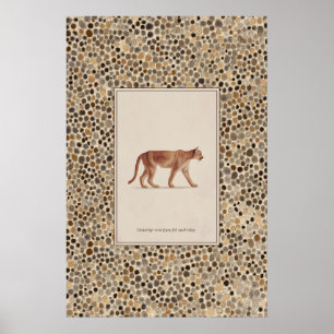Mountain Lion Illustration Poster Walking Cougar