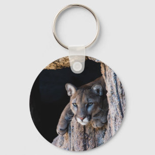 Mountain Lion in Cave Key Ring