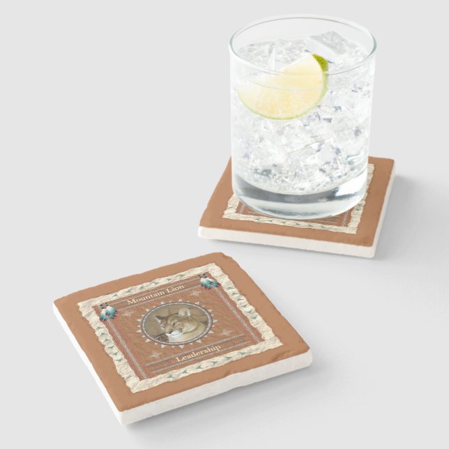 Mountain Lion Leadership Energy Stone Coaster (Side)