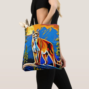 Mountain Lion Moonlit Peak Tote Bag