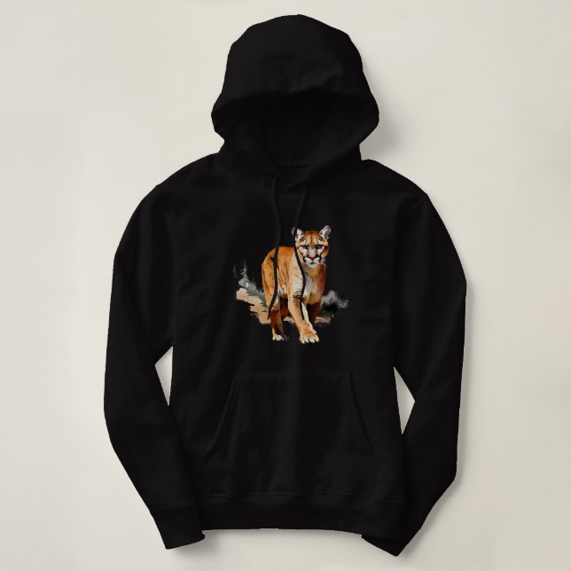 Mountain Lion Predatory Cat Hoodie (Design Front)