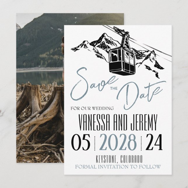 Mountain Love Dusty Blue Save The Date (Front/Back)