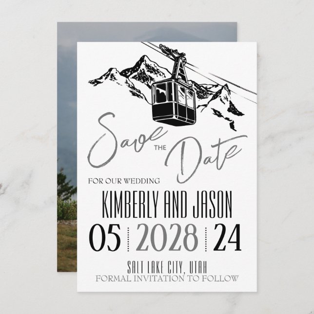 Mountain Love Grey Save The Date (Front/Back)