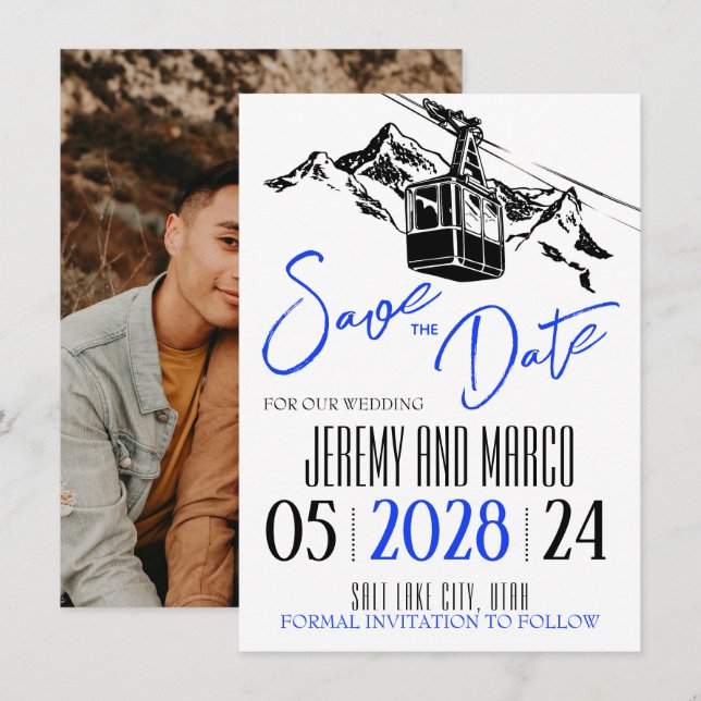 Mountain Love Royal Blue Save The Date (Front/Back)