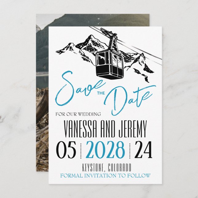 Mountain Love Teal Save The Date (Front/Back)