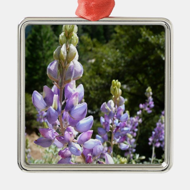 Mountain Lupins at Yosemite Metal Tree Decoration (Front)