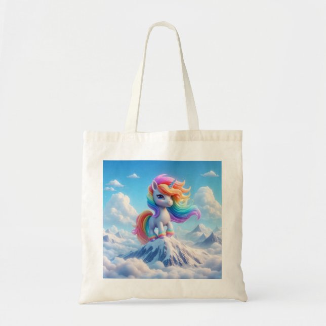Mountain Magic Rainbow Unicorn Tote Bag (Front)