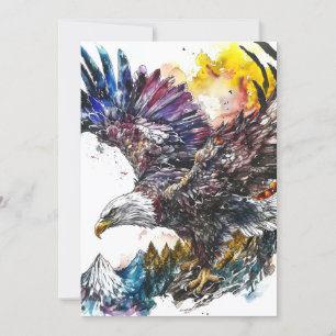 Mountain Majesty Eagle Watercolor Holiday Card