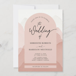 Mountain Majesty QR Code Modern Script Wedding Invitation